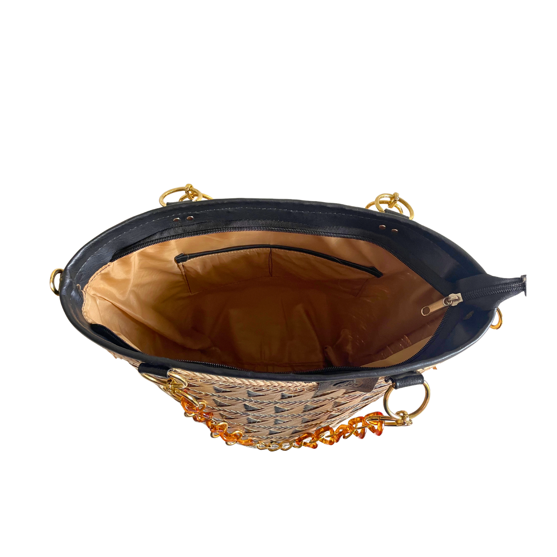 Caribbean Wayuu Woven Basket Bag Black Continente Dorado