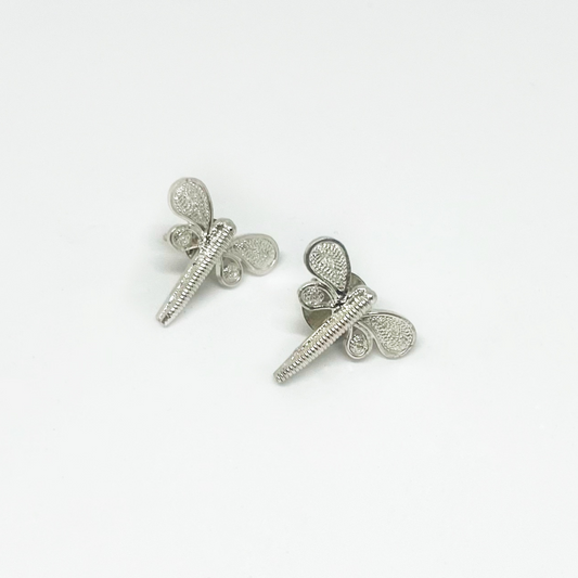 Dragonfly Filigree Silver Stud Earrings Continente Dorado