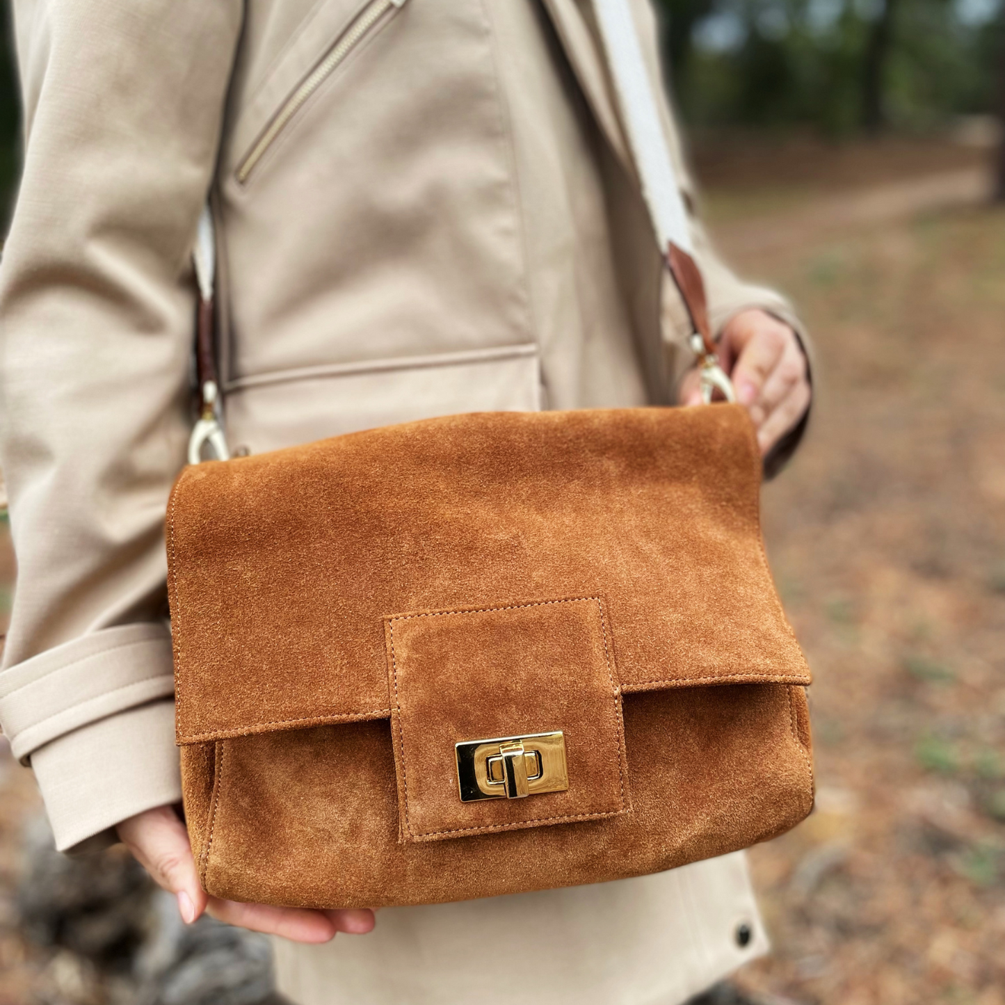 Kate Suede Leather Bag Tan