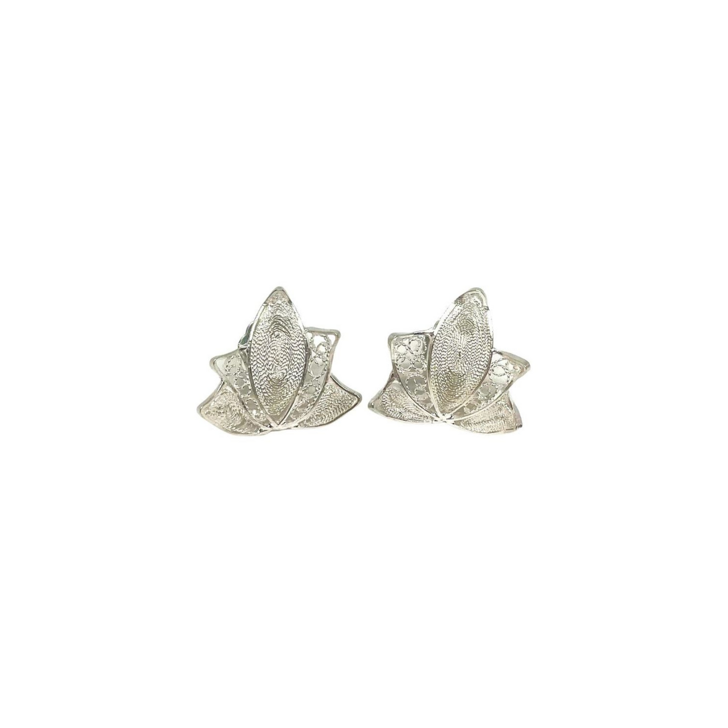 Lotus Filigree Stud Earrings Silver Continente Dorado