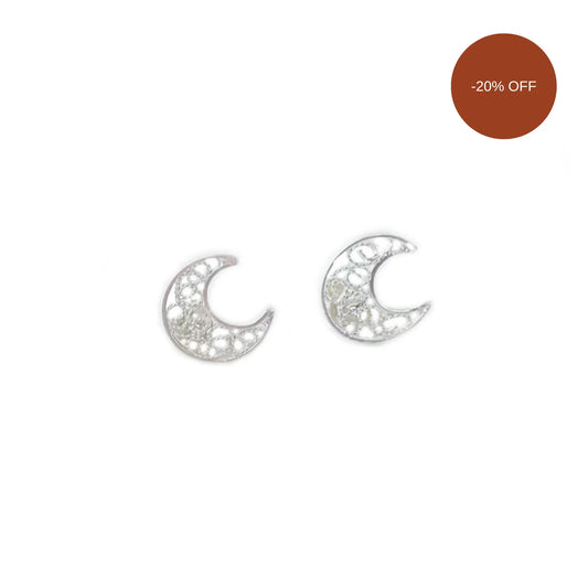 Luna Filigree Stud Earrings Silver Continente Dorado