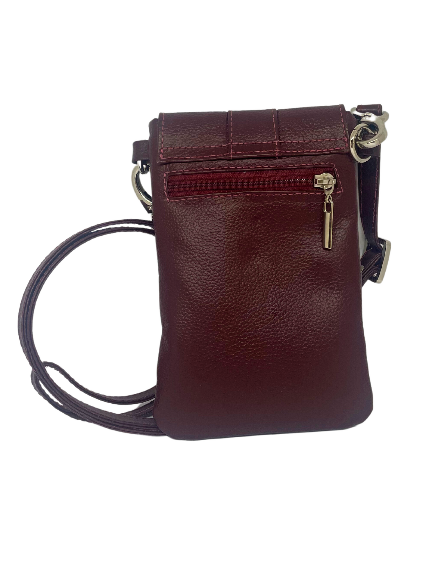 Madison Genuine Leather Phone Bag Crossbody Burgundy- Continente Dorado
