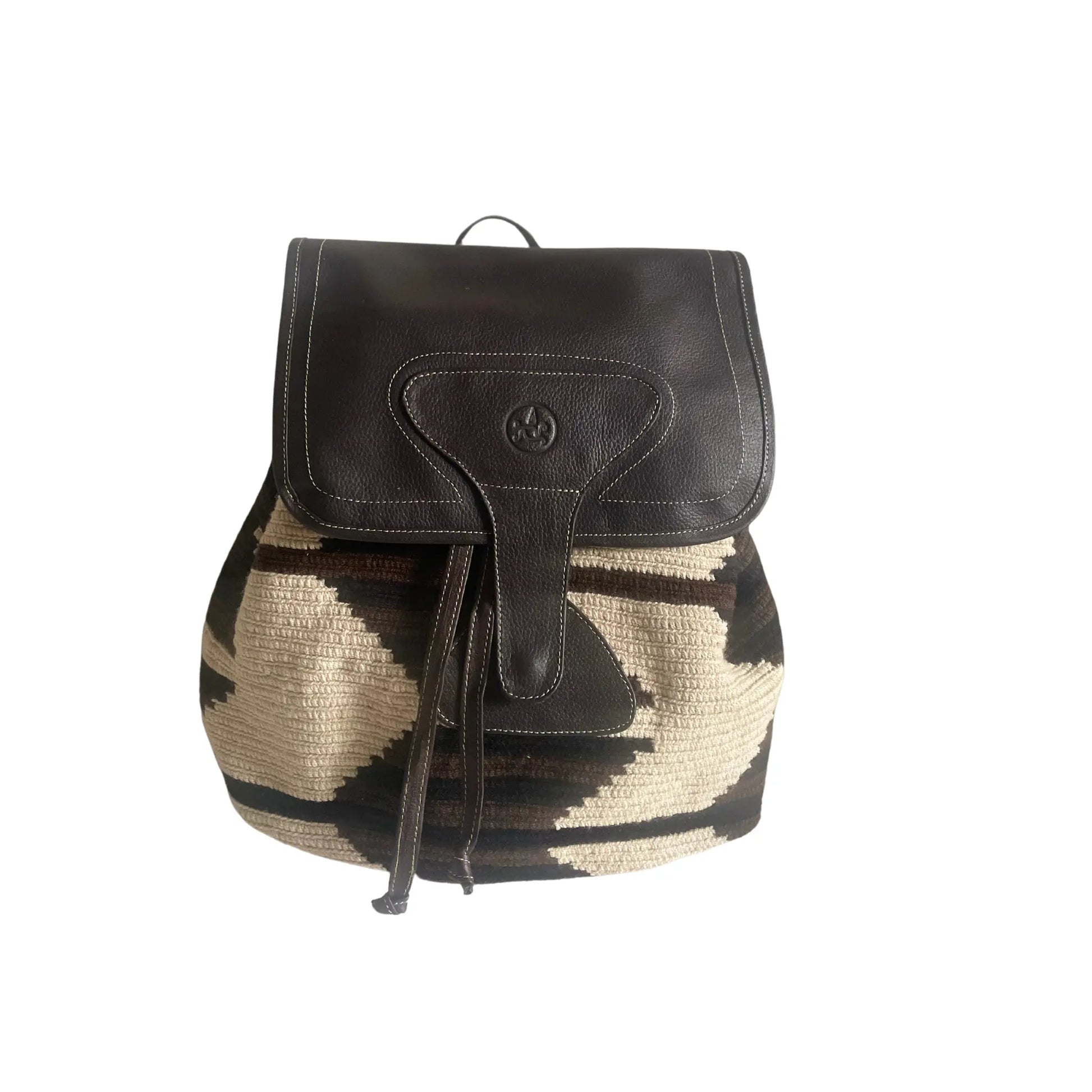 Susan leather Wayuu Crochet Backpack Brown Continente Dorado